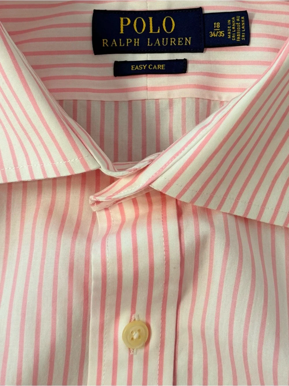 Polo Ralph Lauren Pink Stripe Dress Shirt 18 34/35